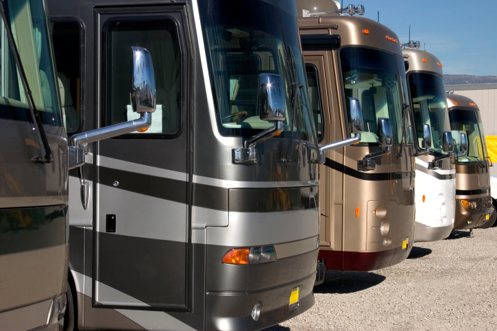 RVs in a Row on the Lot