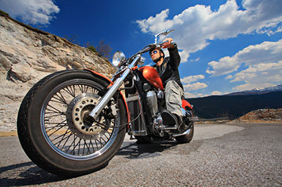 image of motorcycle driving through Texas